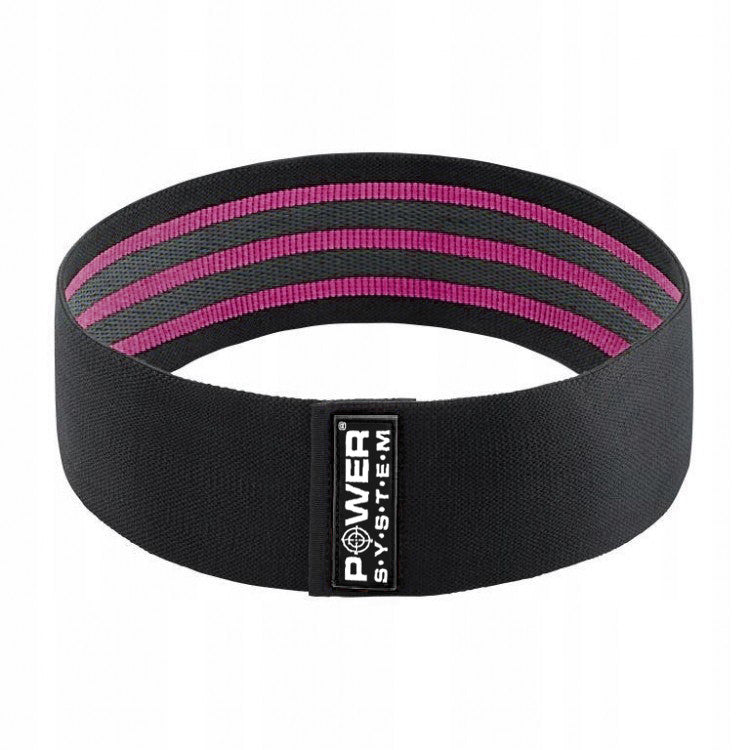 Тканева гумка для фітнесу та спорту Power System PS-4091 Booty Band LVL 1 Black/Pink (d_64 см. навантаження 18-23кг.)