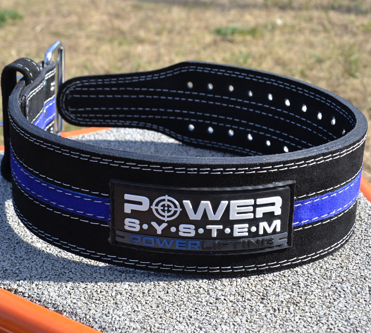 Пояс для пауерліфтингу Power System PS-3800  PowerLifting шкіряний Black/Blue Line XL