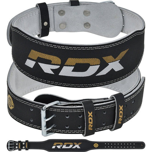 Пояс для важкої атлетики RDX 4 шкіряний Black Gold XL