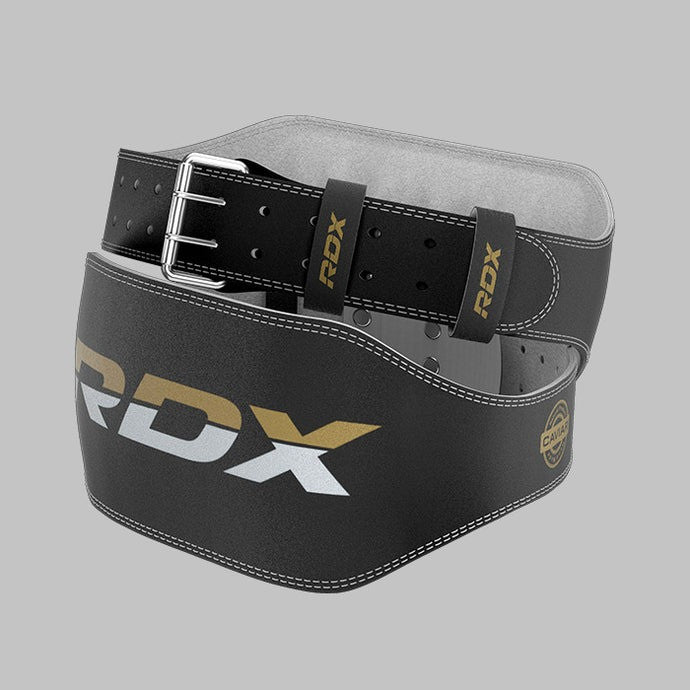 Пояс для важкої атлетики RDX 6 шкіряний Black Gold 2XL