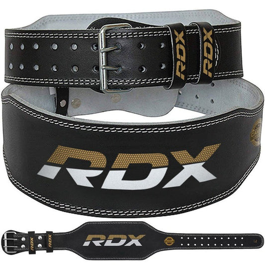 Пояс для важкої атлетики RDX 6 шкіряний Black Gold L