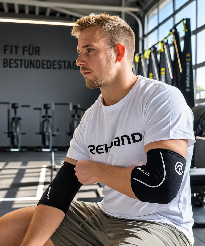 Спортивні налокітники Rehband у залі